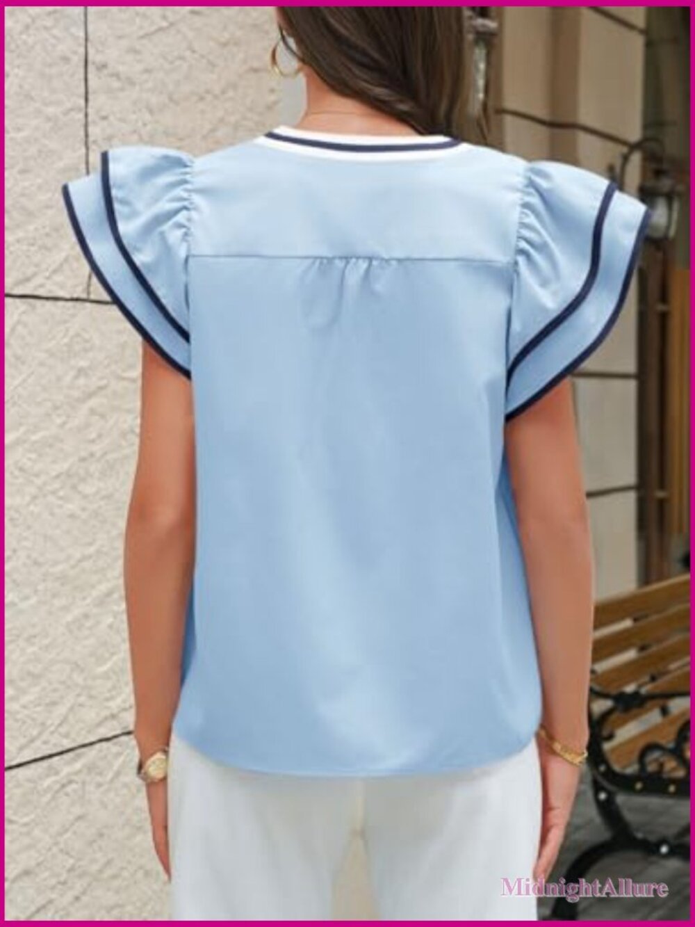 Ruffle Color Block Blouse V Neck Floral Print Tank Tops Pleated Loose Fit Shirts - Picture 6 of 7